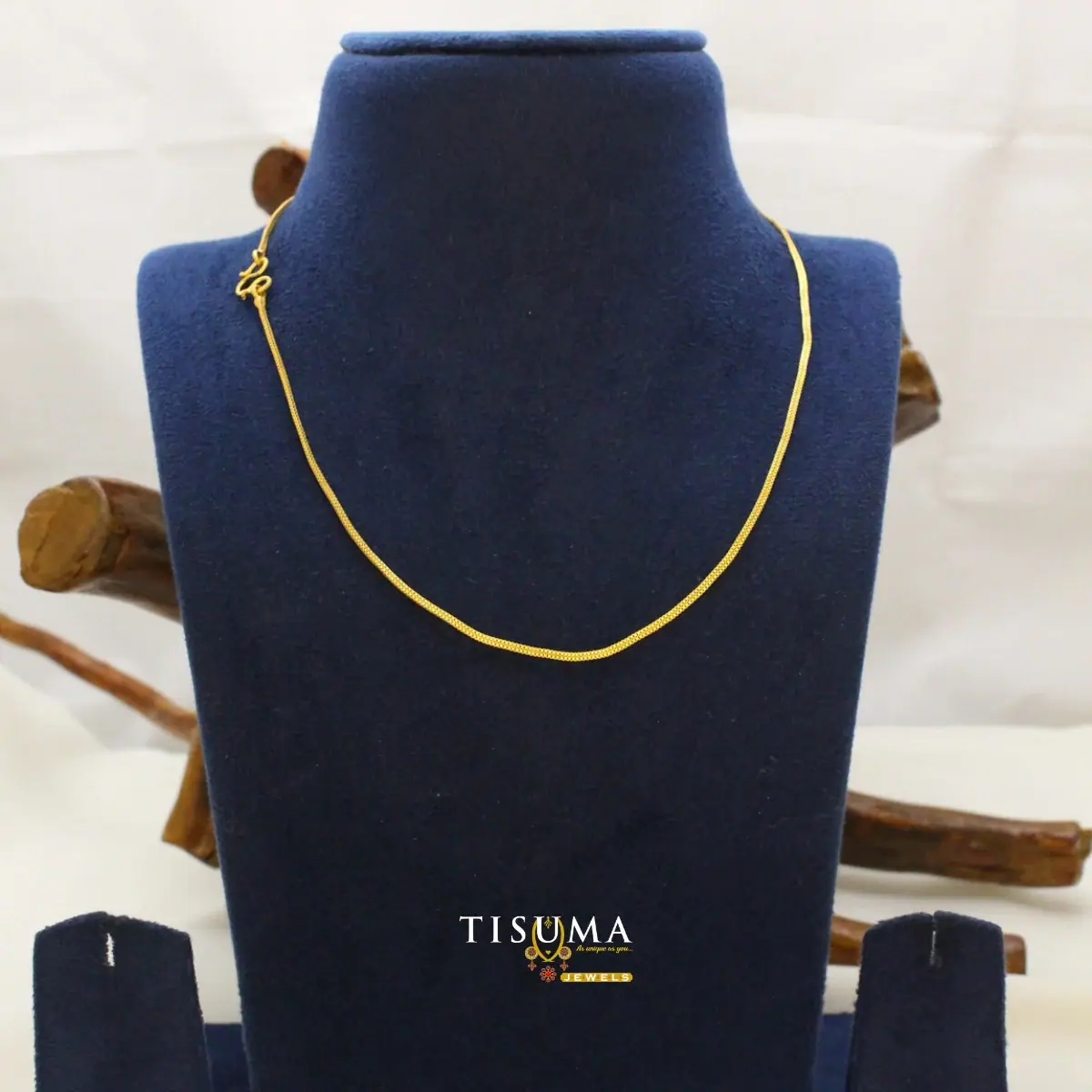 Traditional South Indian Micro Gold Plated Flexible Flat Snake Herringbone Pattern Daily Wear Chain for Men and Women
